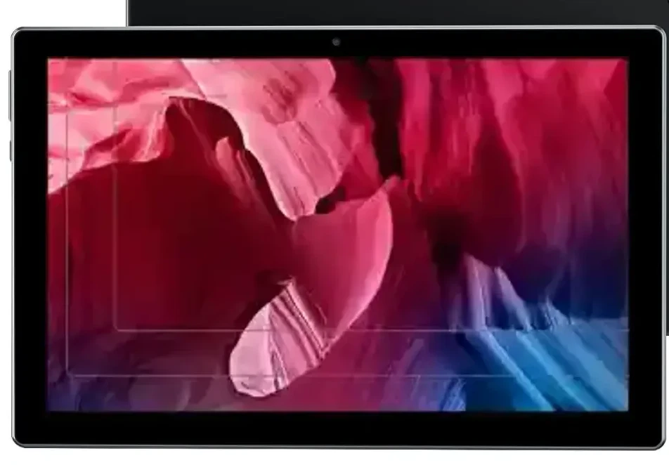 A tablet screen showing protected video held down to standard definition — the fine rock detail is smeared away